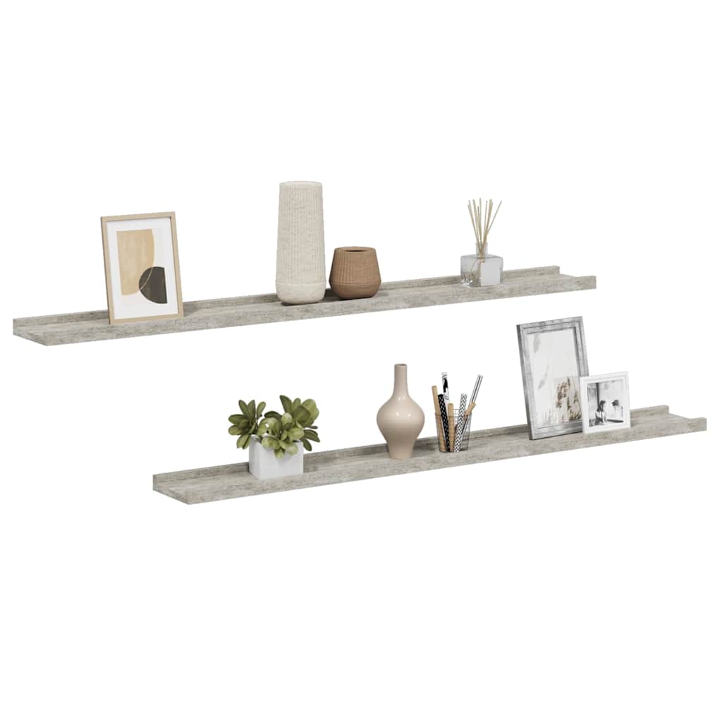vidaXL Wall Shelves 2 pcs Concrete Grey 100x9x3 cm