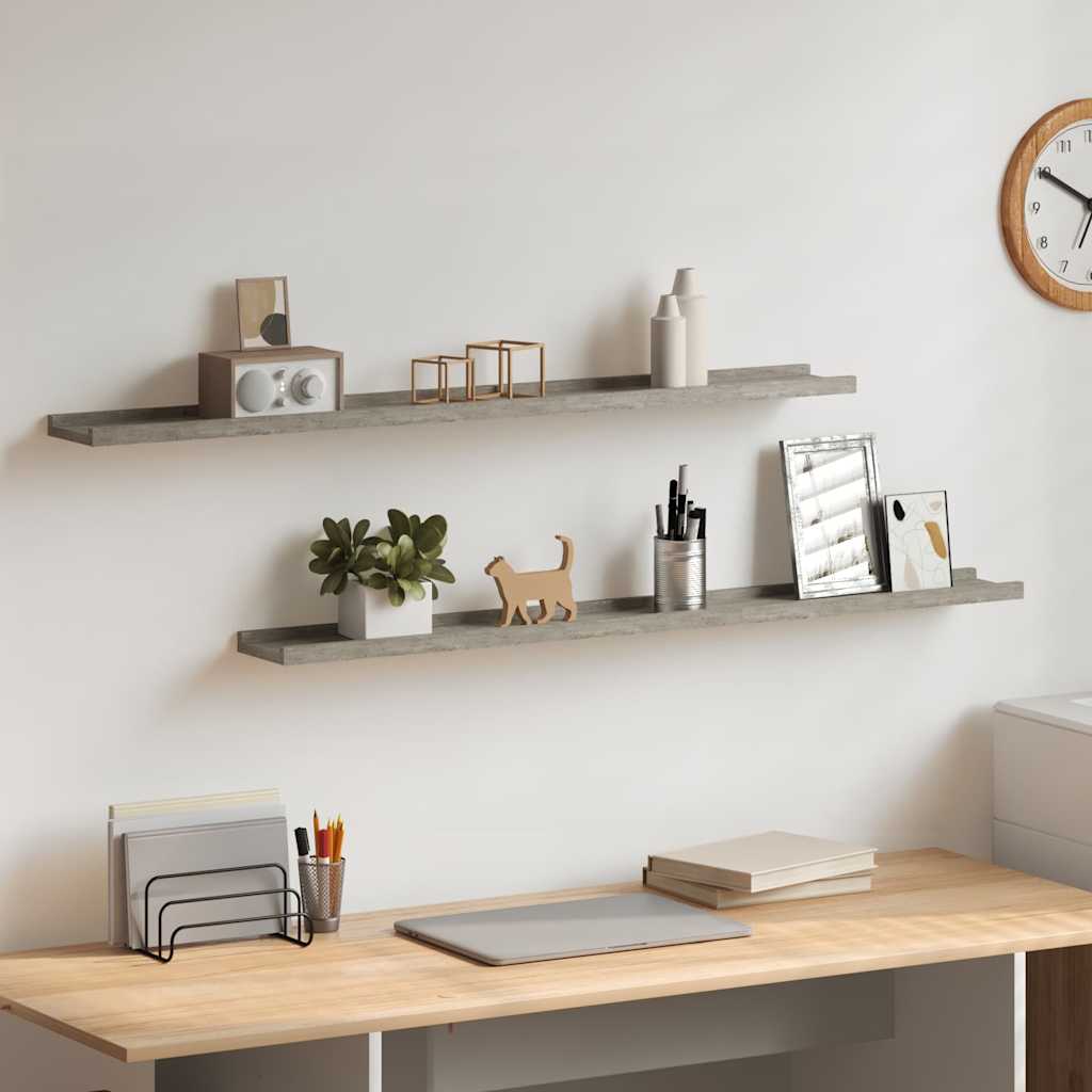 326702 vidaXL Wall Shelves 2 pcs Concrete Grey 100x9x3 cm