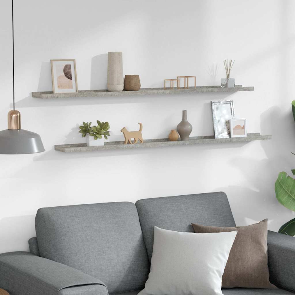 326703 vidaXL Wall Shelves 2 pcs Concrete Grey 115x9x3 cm