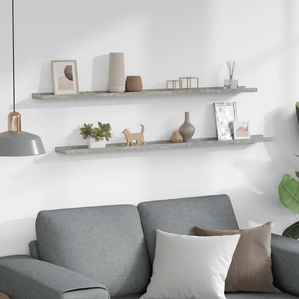 vidaXL Wall Shelves 2 pcs Concrete Grey 115x9x3 cm