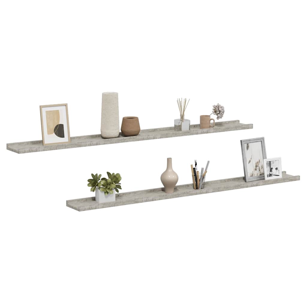 326703 vidaXL Wall Shelves 2 pcs Concrete Grey 115x9x3 cm