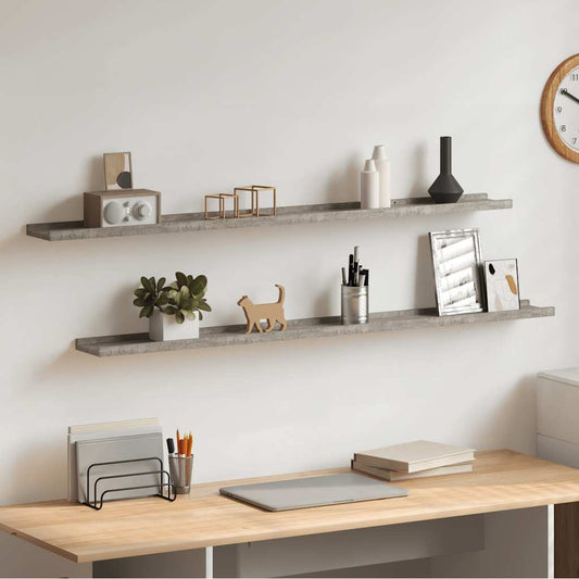 vidaXL Wall Shelves 2 pcs Concrete Grey 115x9x3 cm