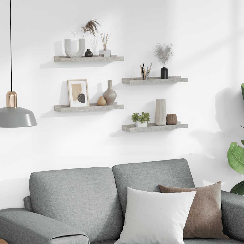 vidaXL Wall Shelves 4 pcs Concrete Grey 40x9x3 cm