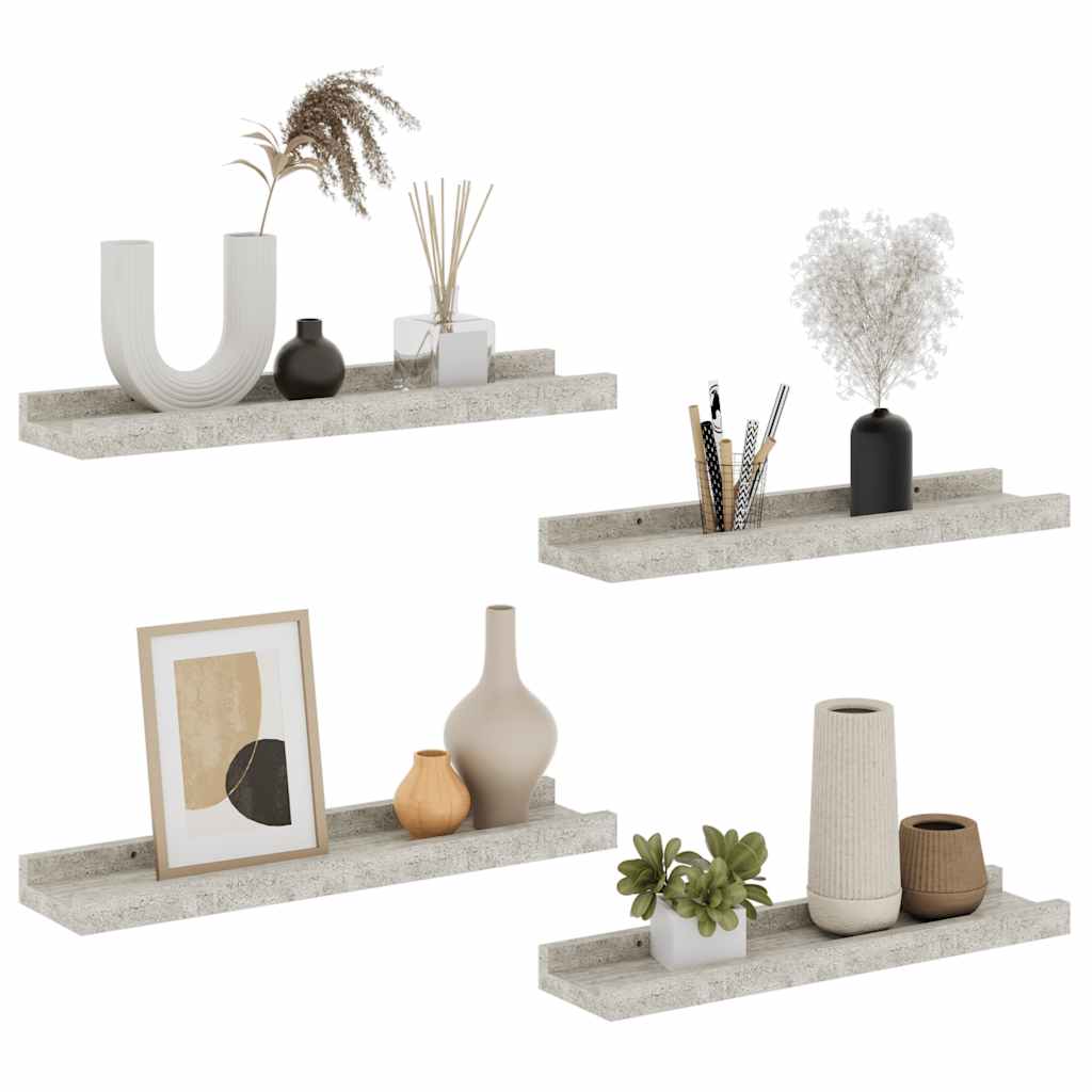 vidaXL Wall Shelves 4 pcs Concrete Grey 40x9x3 cm