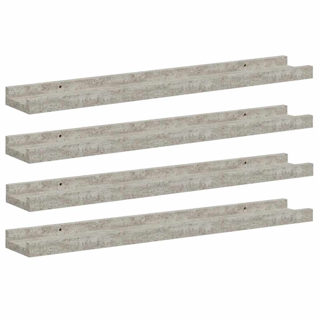 326705 vidaXL Wall Shelves 4 pcs Concrete Grey 60x9x3 cm
