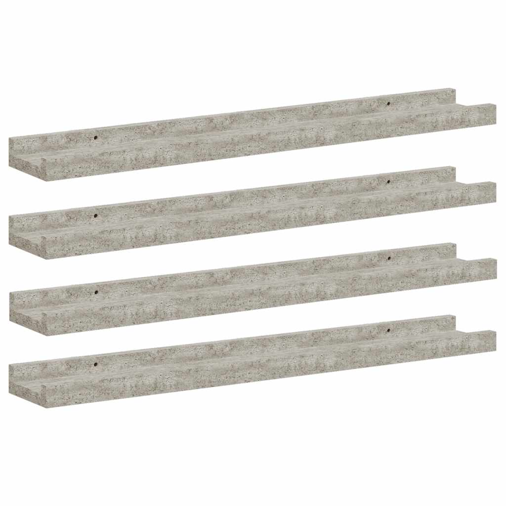 vidaXL Wall Shelves 4 pcs Concrete Grey 60x9x3 cm