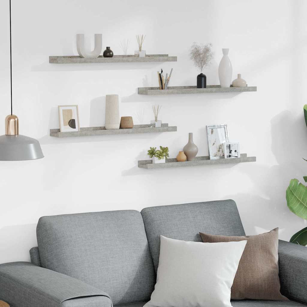 326705 vidaXL Wall Shelves 4 pcs Concrete Grey 60x9x3 cm