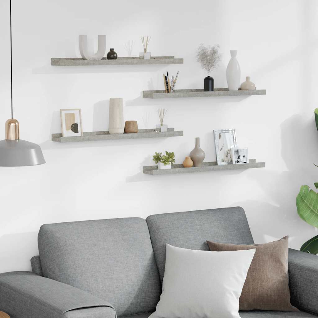 vidaXL Wall Shelves 4 pcs Concrete Grey 60x9x3 cm