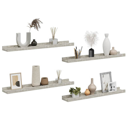 326705 vidaXL Wall Shelves 4 pcs Concrete Grey 60x9x3 cm