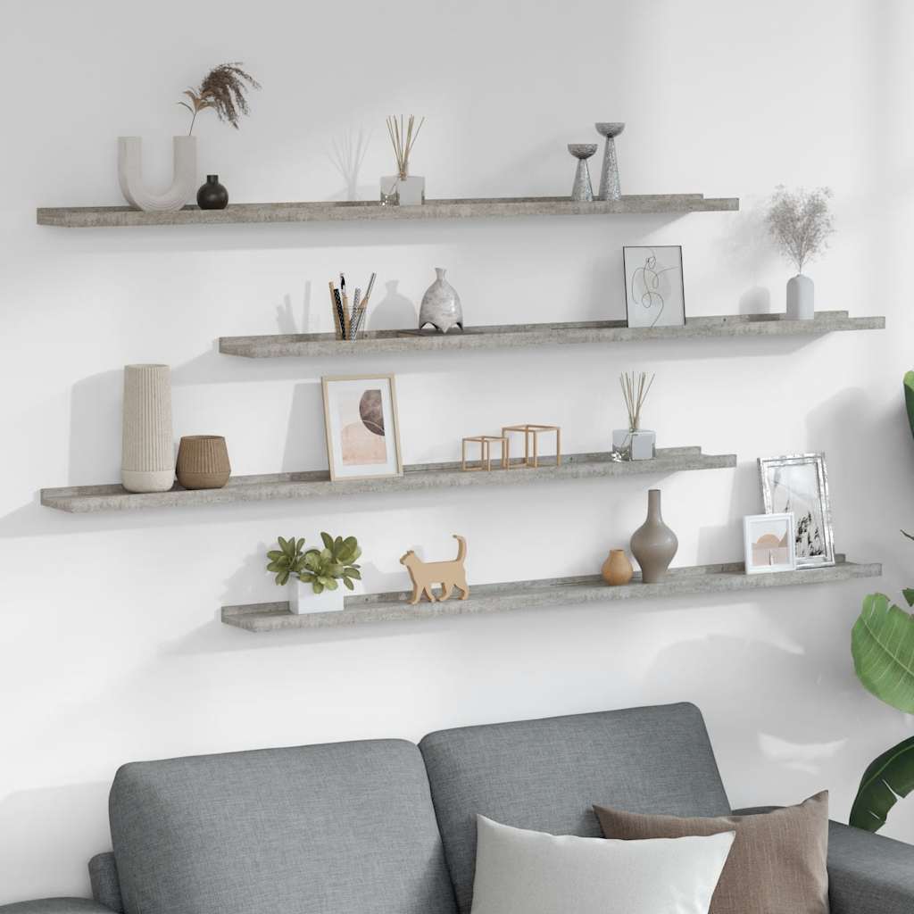 vidaXL Wall Shelves 4 pcs Concrete Grey 115x9x3 cm
