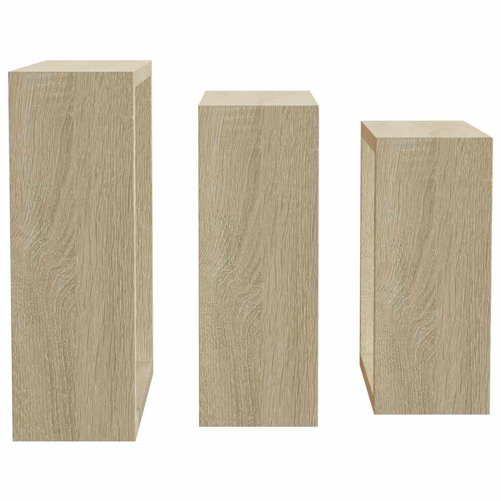 vidaXL Wall Cube Shelf | Set of 3 | Sonoma oak | MDF | Large, Medium, Small