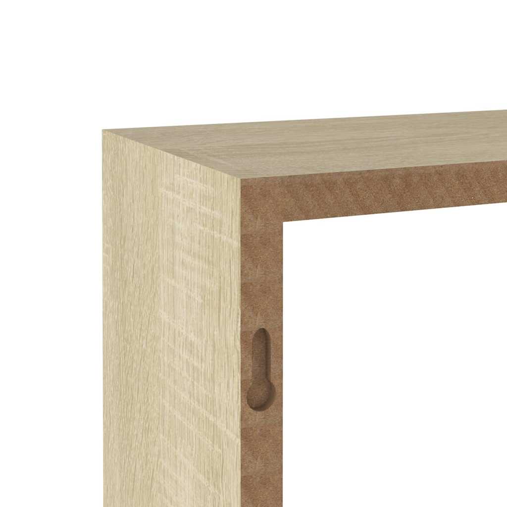 vidaXL Wall Cube Shelf | Set of 3 | Sonoma oak | MDF | Large, Medium, Small