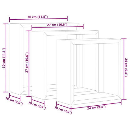 vidaXL Wall Cube Shelf | Set of 3 | Sonoma oak | MDF | Large, Medium, Small