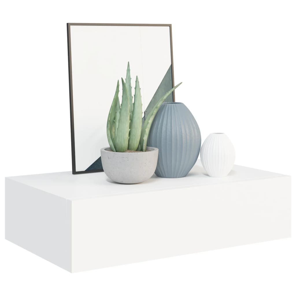 vidaXL Wall-mounted Drawer Shelf White 40x23.5x10 cm MDF