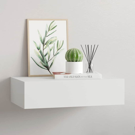330241 vidaXL Wall-mounted Drawer Shelf White 40x23,5x10cm MDF