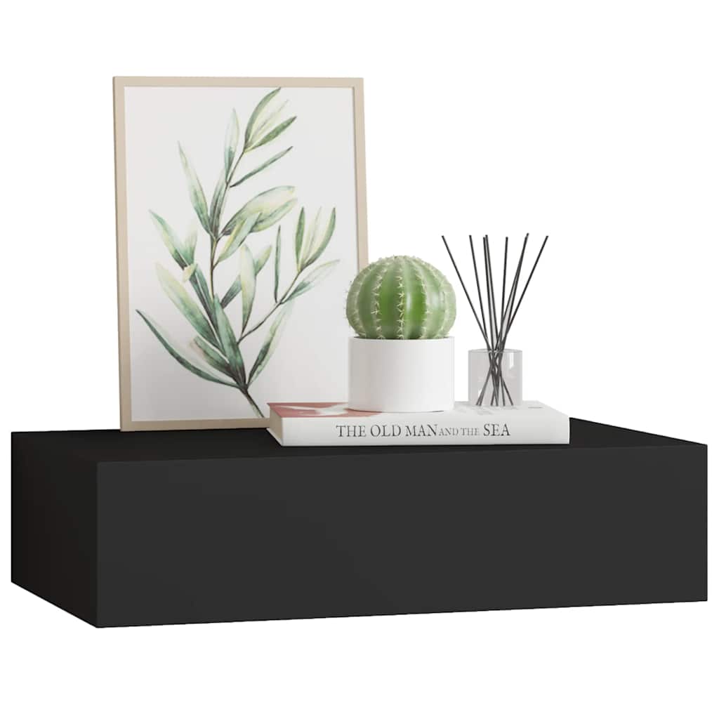 vidaXL Drawer Shelf | Black | MDF | Compact | Wall-Mounted Drawer Shelf