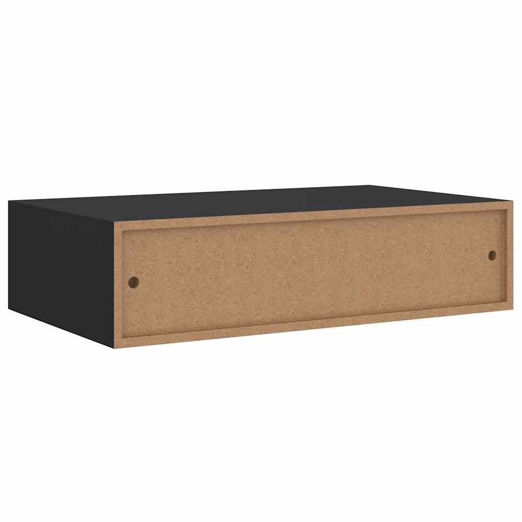 vidaXL Drawer Shelf | Black | MDF | Compact | Wall-Mounted Drawer Shelf