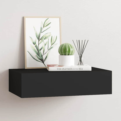 vidaXL Drawer Shelf | Black | MDF | Compact | Wall-Mounted Drawer Shelf