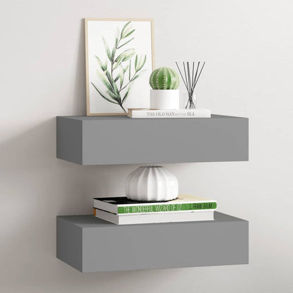 vidaXL Wall-mounted Drawer Shelves 2 pcs Grey 40x23.5x10cm MDF