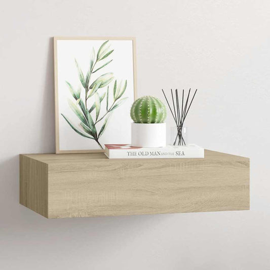 vidaXL Drawer Shelf | Oak | MDF, metal | Medium | Wall mounting | Drawer Shelf