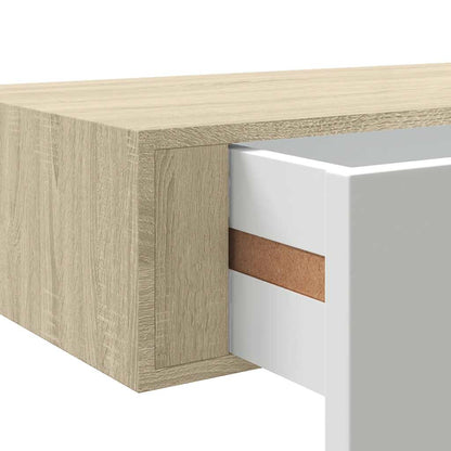 vidaXL Wall-mounted Drawer Shelf Oak and White 40x23.5x10cm MDF