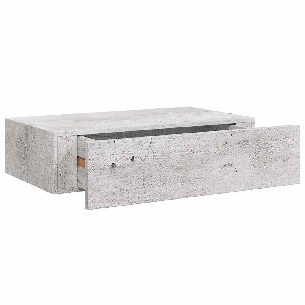 330251 vidaXL Wall-mounted Drawer Shelf Concrete Grey 40x23,5x10cm MDF