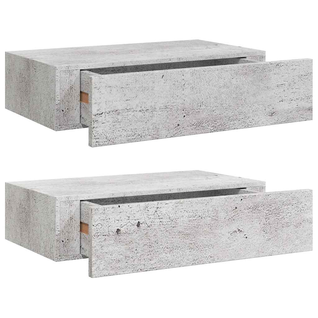 vidaXL Wall Drawer Shelves 2 pcs Concrete Grey 40x23.5x10cm MDF