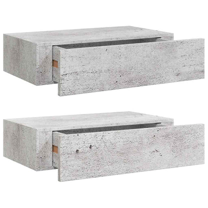 vidaXL Wall Drawer Shelves 2 pcs Concrete Grey 40x23.5x10cm MDF