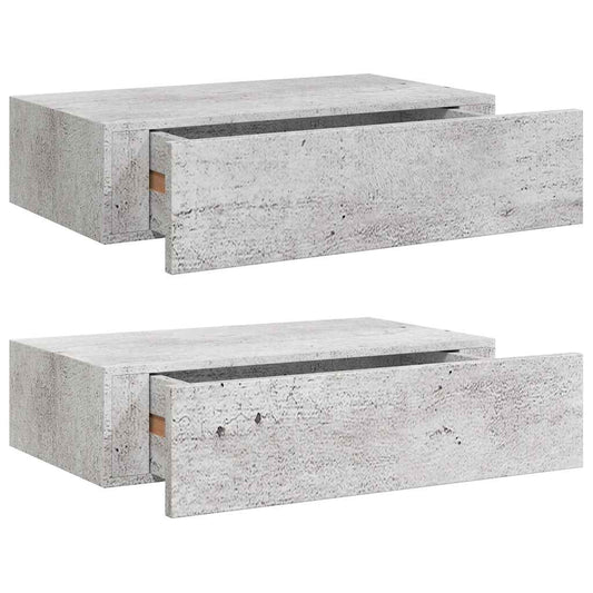 vidaXL Wall Drawer Shelves 2 pcs Concrete Grey 40x23.5x10cm MDF