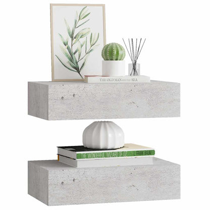 vidaXL Wall Drawer Shelves 2 pcs Concrete Grey 40x23.5x10cm MDF