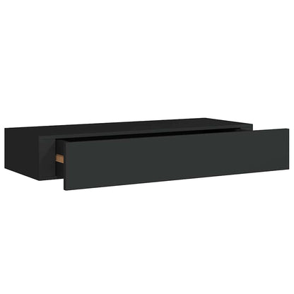 vidaXL Wall-mounted Drawer Shelf Black 60x23.5x10cm MDF