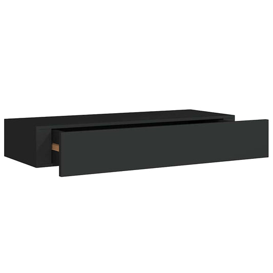 vidaXL Drawer Shelf | Black | MDF, Metal | Compact | Wall-Mounted Drawer Shelf