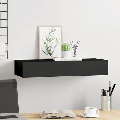vidaXL Wall-mounted Drawer Shelf Black 60x23.5x10cm MDF