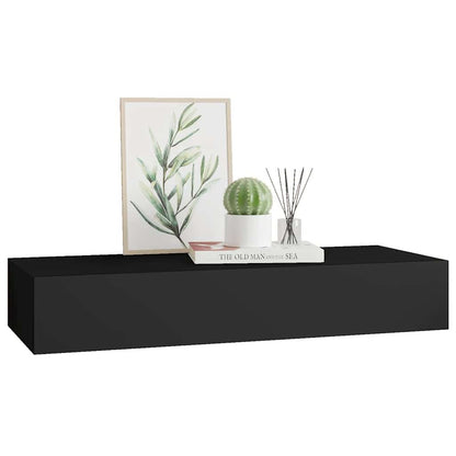 vidaXL Wall-mounted Drawer Shelf Black 60x23.5x10cm MDF