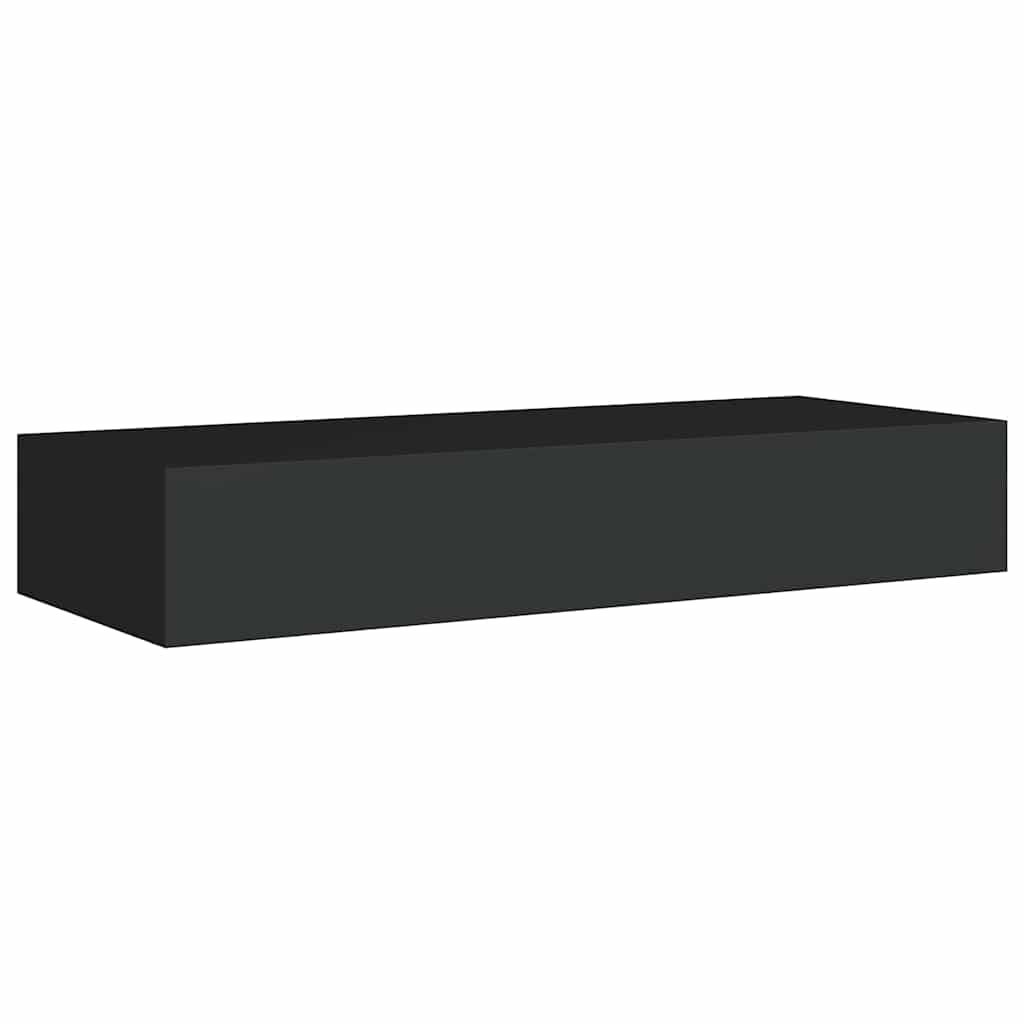 vidaXL Wall-mounted Drawer Shelf Black 60x23.5x10cm MDF