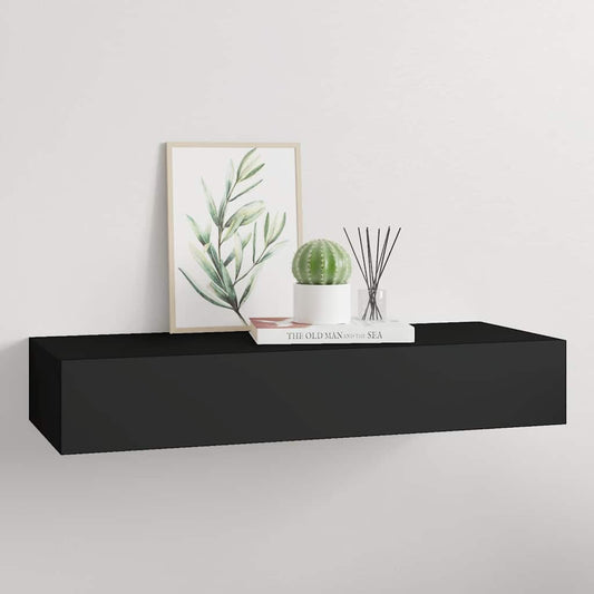 vidaXL Drawer Shelf | Black | MDF, Metal | Compact | Wall-Mounted Drawer Shelf