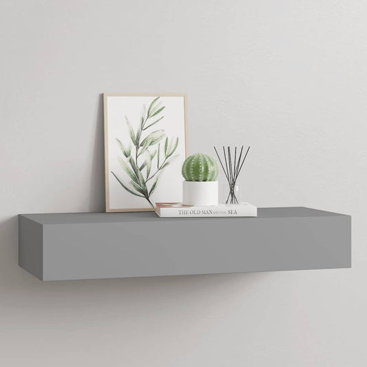 vidaXL Wall-mounted Drawer Shelf Grey 60x23.5x10cm MDF