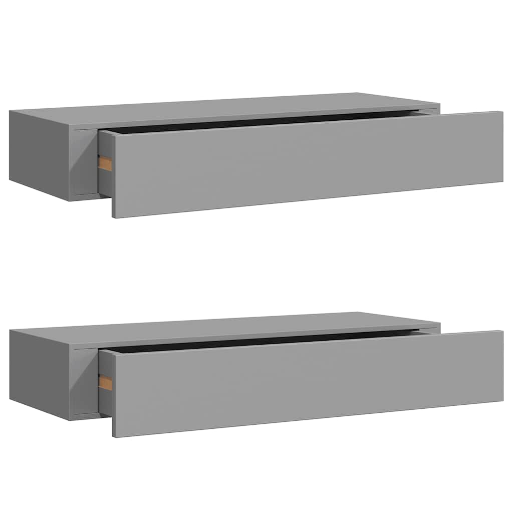vidaXL Wall-mounted Drawer Shelves 2 pcs Grey 60x23.5x10cm MDF