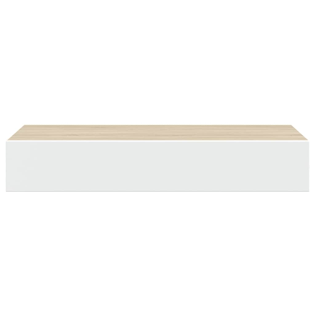 vidaXL Wall-mounted Drawer Shelf Oak and White 60x23.5x10cm MDF