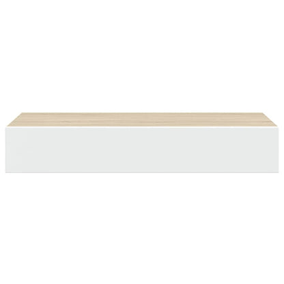 vidaXL Wall-mounted Drawer Shelf Oak and White 60x23.5x10cm MDF