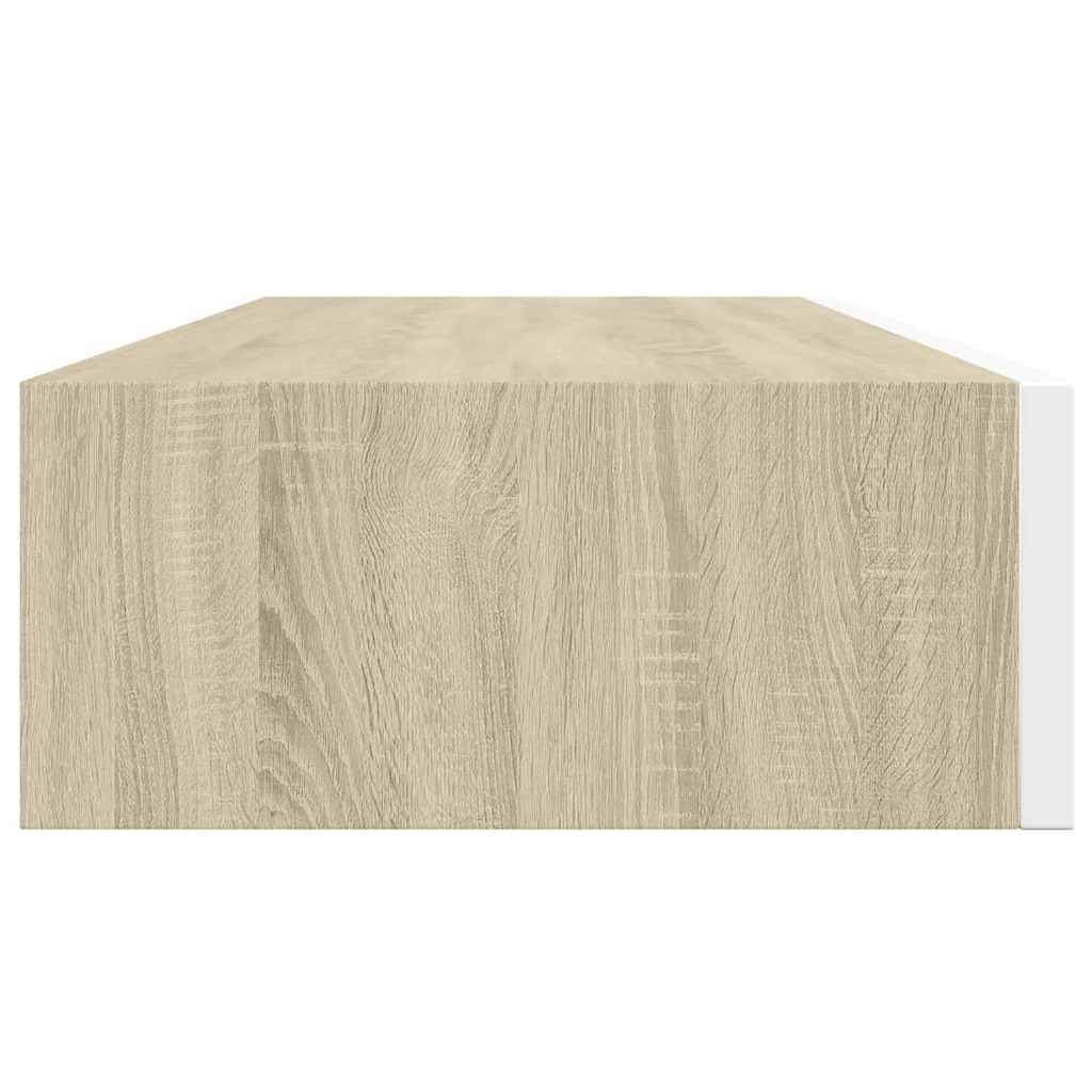 vidaXL Wall-mounted Drawer Shelf Oak and White 60x23.5x10cm MDF