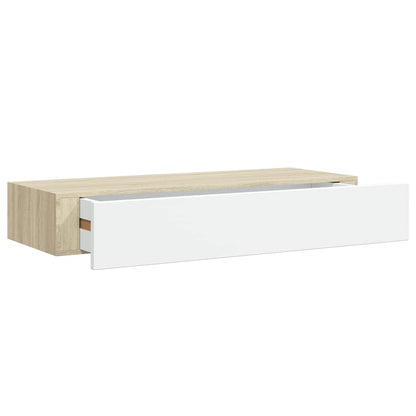 vidaXL Wall Drawer Shelves 2 pcs Oak and White 60x23.5x10cm MDF