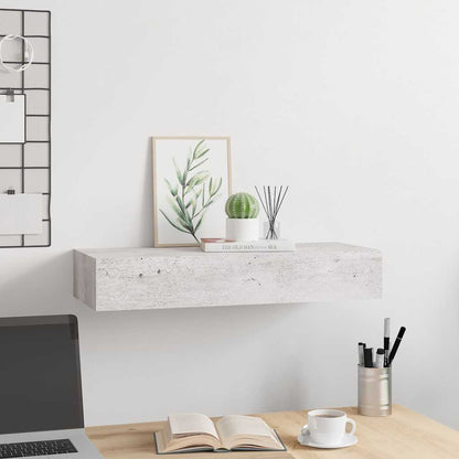 vidaXL Wall-mounted Drawer Shelf Concrete Grey 60x23.5x10cm MDF