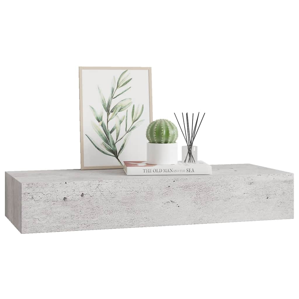 vidaXL Wall-mounted Drawer Shelf Concrete Grey 60x23.5x10cm MDF