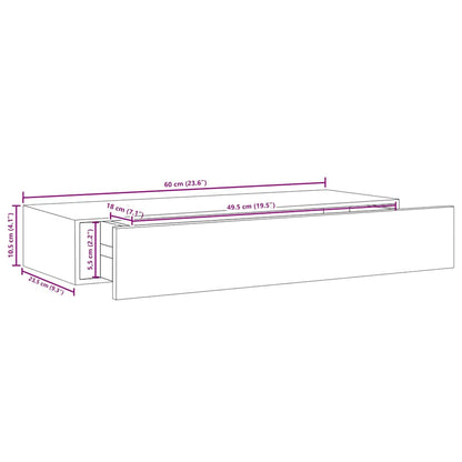 vidaXL Wall-mounted Drawer Shelf Concrete Grey 60x23.5x10cm MDF