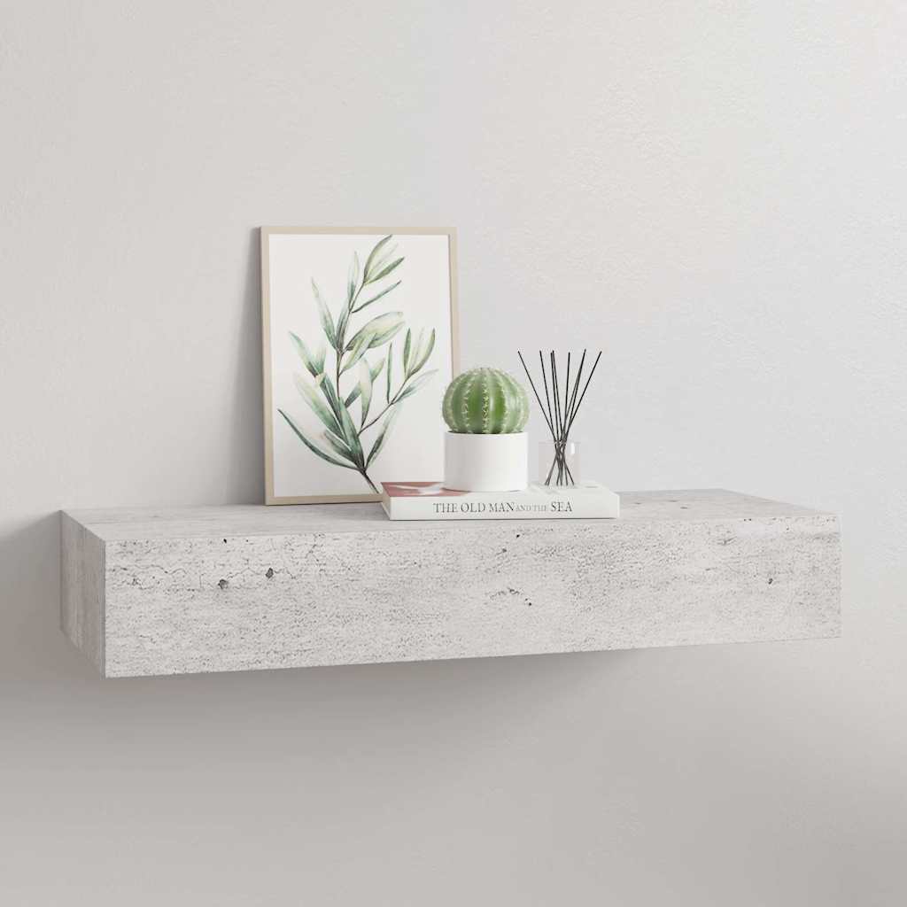 vidaXL Wall-mounted Drawer Shelf Concrete Grey 60x23.5x10cm MDF