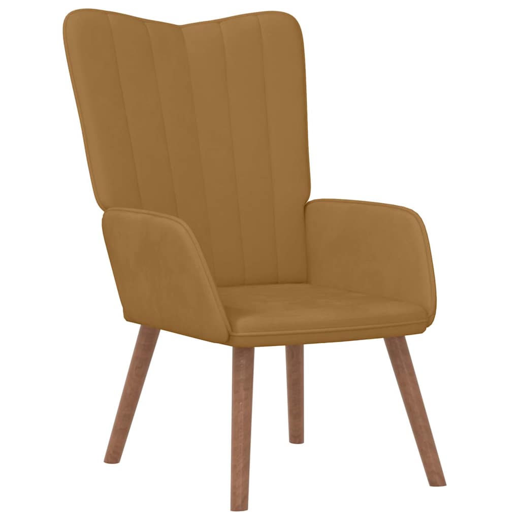 vidaXL Relaxing Chair Brown Velvet