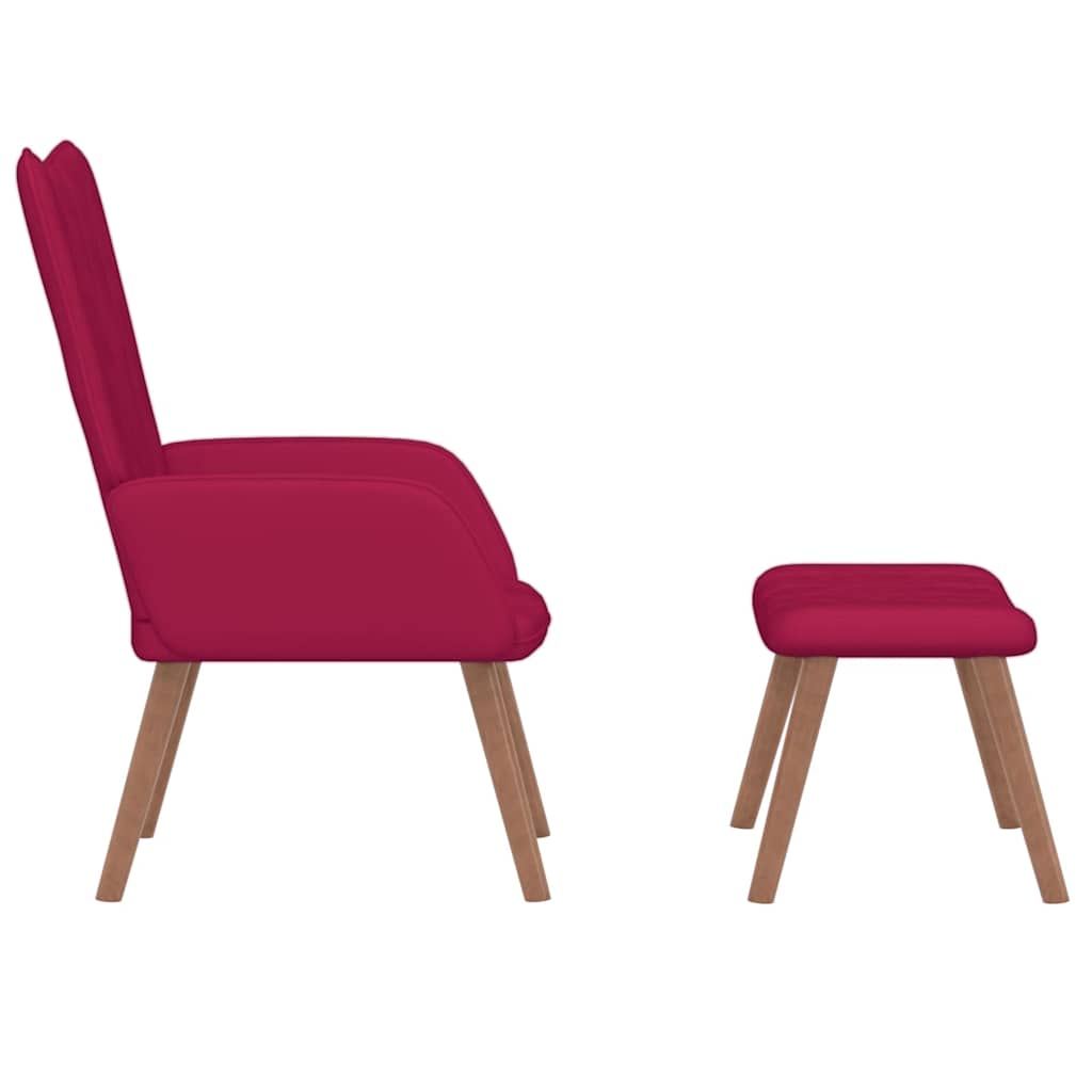 vidaXL Relaxing Chair with a Stool Wine Red Velvet