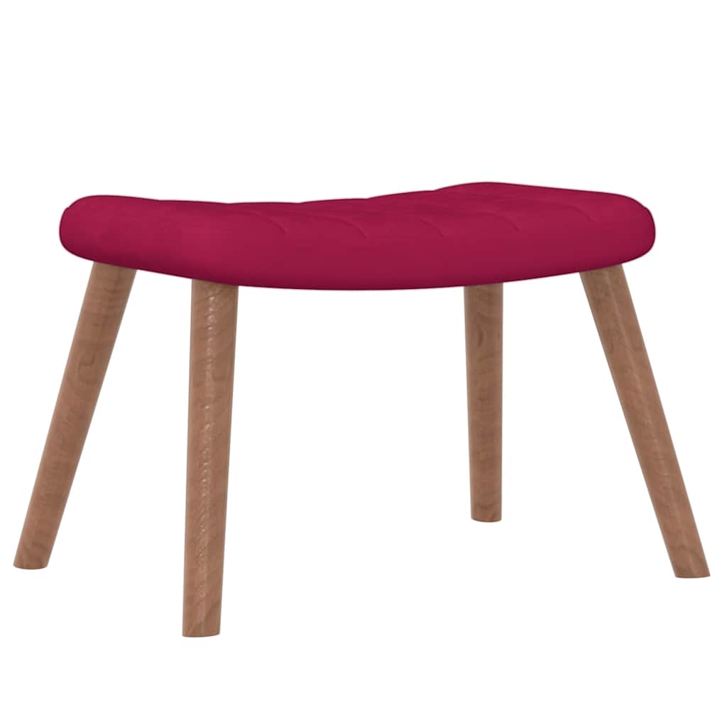 vidaXL Relaxing Chair with a Stool Wine Red Velvet