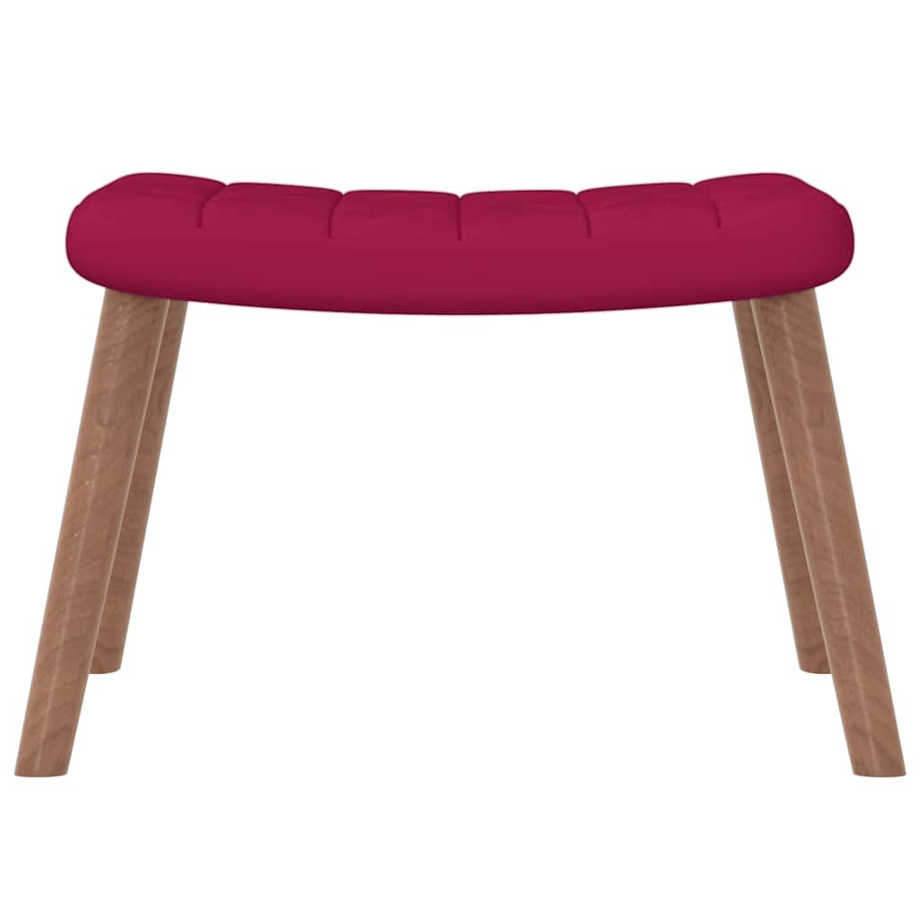 vidaXL Relaxing Chair with a Stool Wine Red Velvet
